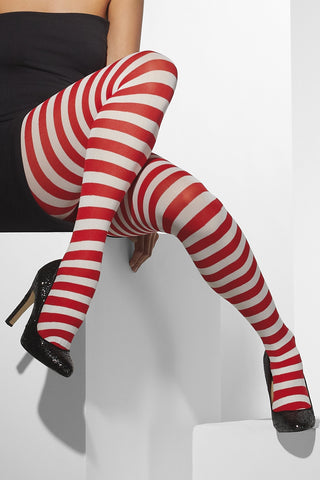 Stripe tights in red and white