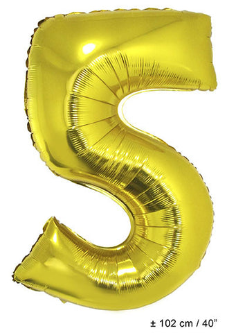 Folienballon Zahl "5" Gold