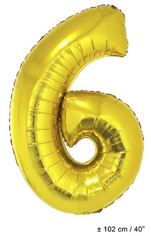  Folienballon Zahl "6" Gold