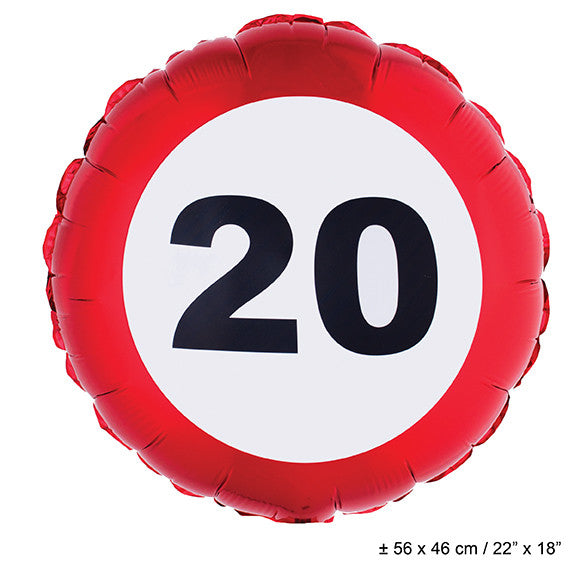 Folienballon Verkehrsschild 20. Geburtstag