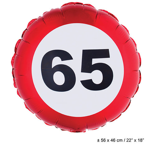 Folienballon Verkehrsschild 65. Geburtstag