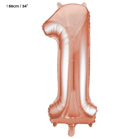 Folienballon Zahl "1" Rose Gold