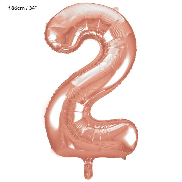 Folienballon Zahl "2" Rose Gold