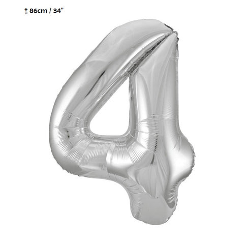 Palloncino foil numero"4"argento