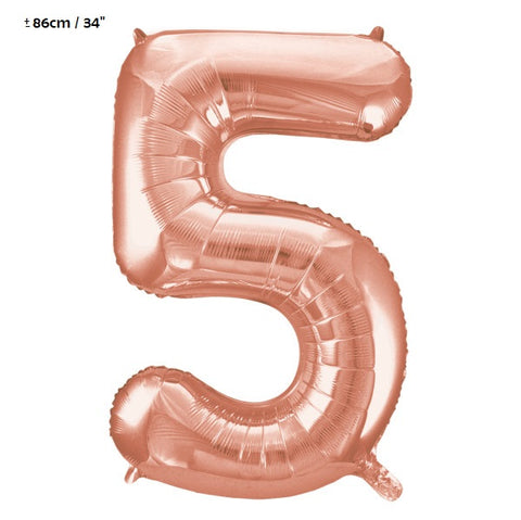 Folienballon Zahl "5" Rose Gold