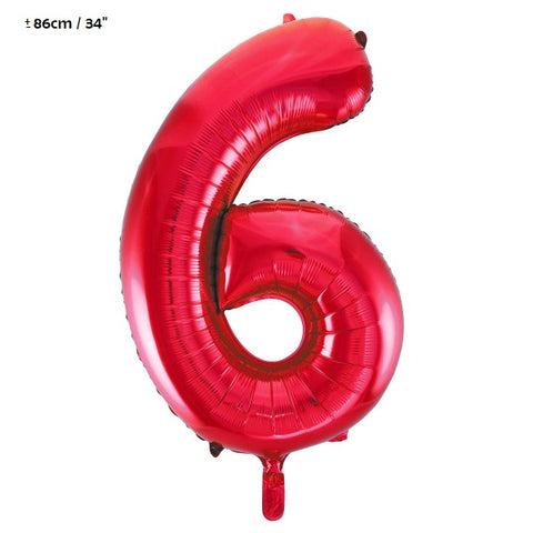 Palloncino foil numero"6"rosso