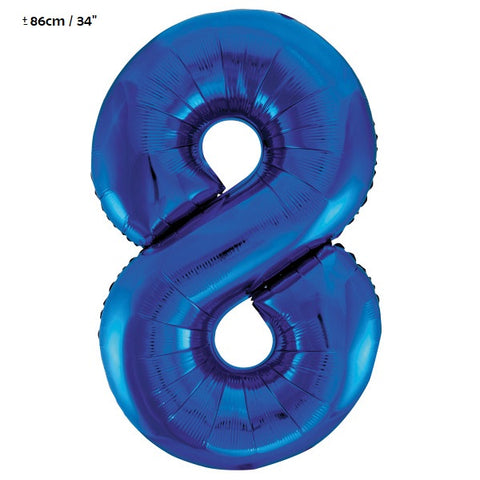 Folienballon Zahl "8" Blau