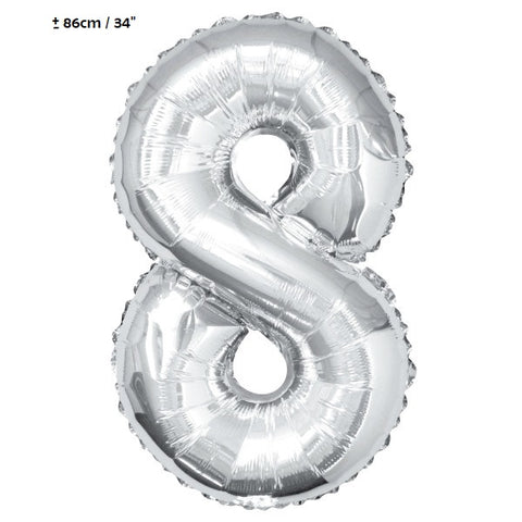 Folienballon Zahl "8" Silber